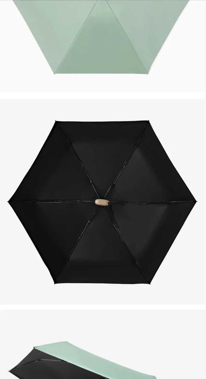 Mini Sun Umbrella Pocket Rain Umbrella Vinyl Folding UV Ultraviolet Protection Sun Shade Pocket Parasol Capsule