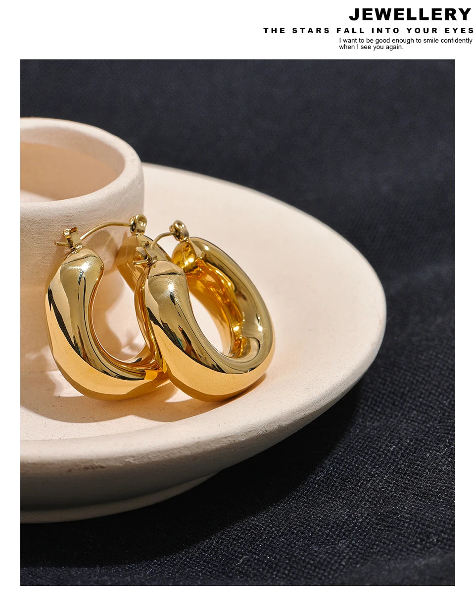 Yhpup High Quality Stainless Steel Round Geometric Chunky Hoops Earrings for Women Charm Metal Simple Fashion Jewelry Waterproof