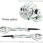 Halloween decor Skeleton Stakes Halloween Realistic Skull Skeleton Head Human Hand Arms for Halloween Party Home Garden Lawn