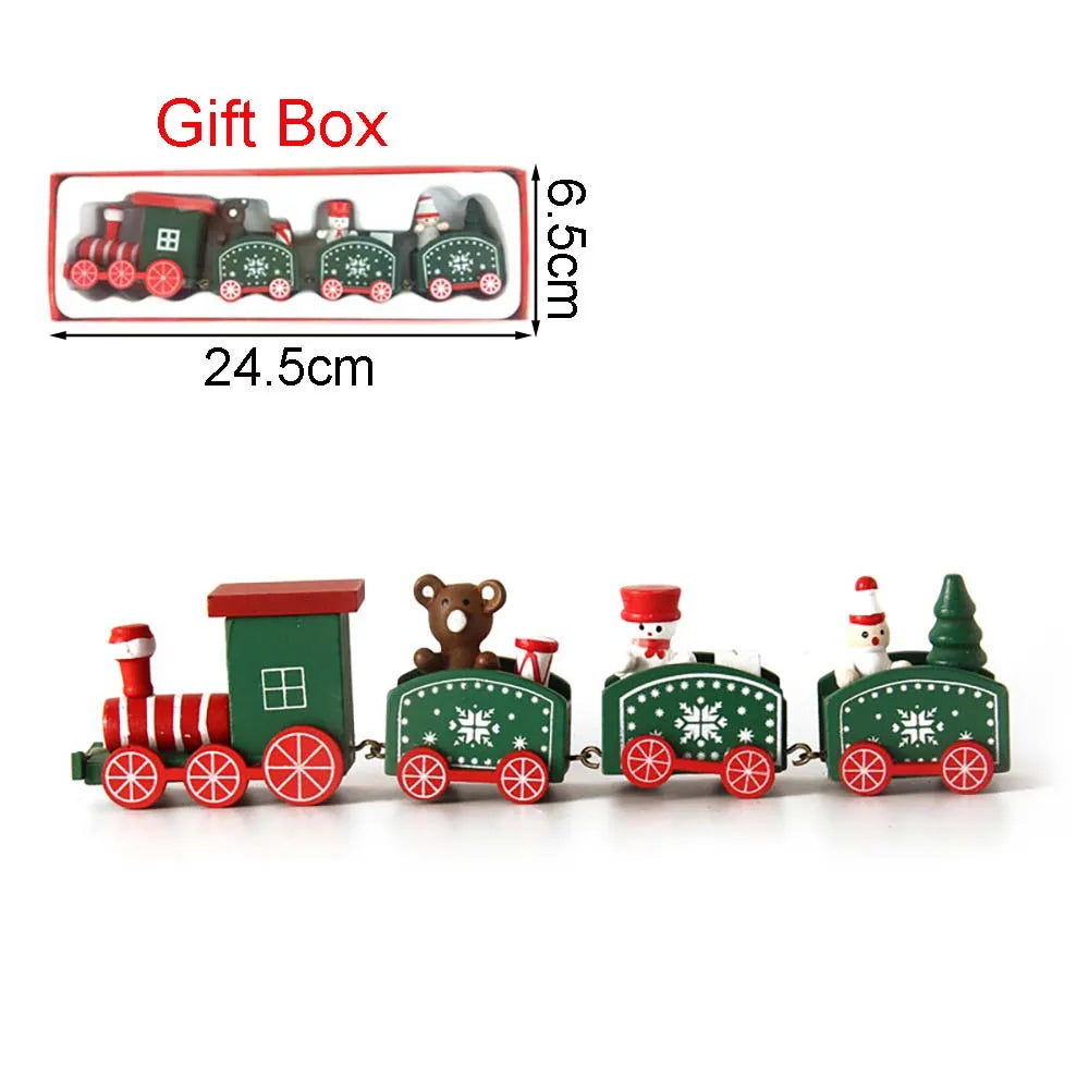 Christmas Wood Train Decoration,Christmas Ornaments With Moving Train,Home Noel,Happy New Year 2025 Gifts