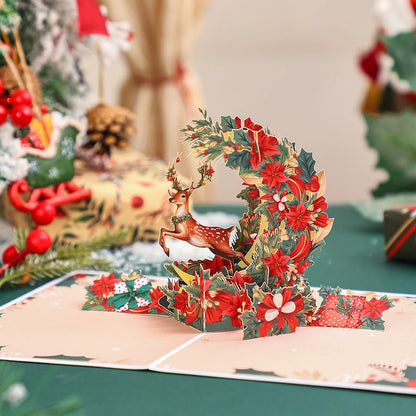 1pc Vintage Christmas Pop-Up Card, Merry Christmas Greeting Card with Massage Card and Envelop, Christmas Tree Santa Snowman