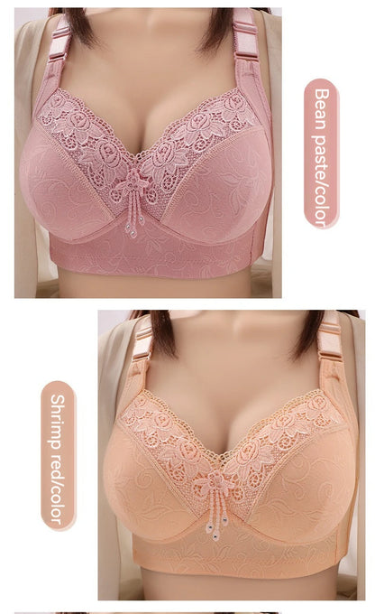 New Large Size Sexy Luxury Lace Non-steel Ring WOMEN'S Bra Push up Comfortable Four Rows of Buckle Thin Section Ladies Underwear
