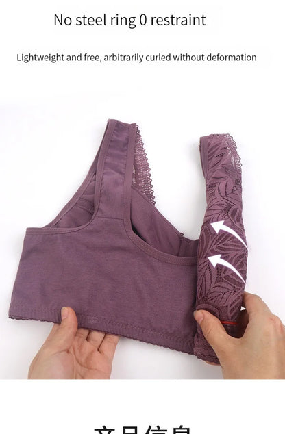 Soft cotton cups before the zipper in the elderly underwear breathable women without steel ring tank top lace large size bra