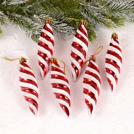 6pcs/box Christmas Tree Pendant Red Star Candy Snowflake Xmas Ball Ornament New Year 2025 Home Decoration Noel Gift Navidad 2024