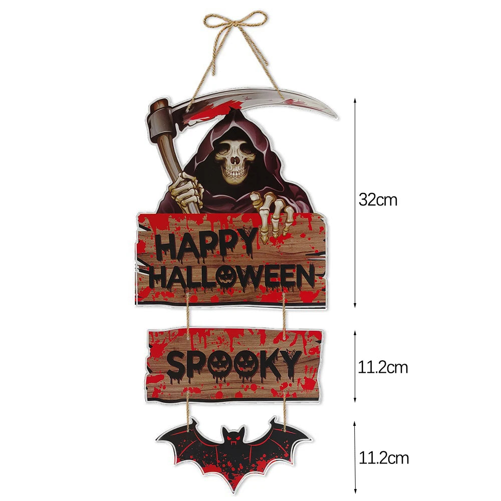 Halloween Hanging Banner Garland Bunting Pumkin Ghost Bat Paper Banner Door Hanging Ornaments Halloween Xmas Party Decoration