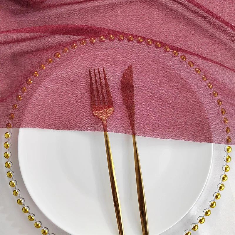 Chiffon Table Runner Sheer Fabric Silk for Boho Sheer Fabric Wedding Arch Overlay Draping Decoration Birthday Party Table Decor