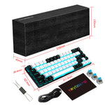 68 Keys Mechanical Keyboard Ergonomics RGB Backlit LED Hot Swappable Blue Switch Gaming Keyboard for PC Laptop Office