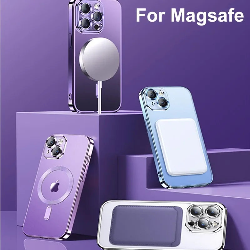 Magnetic Case For iPhone 17 16 15 14 13 12 11 Pro Max Plus Wireless Charge Cover With Lens Protector