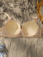 Transparent Floral Two Pieces Clothing Underwire Push Up Lingeries For Woman A2123