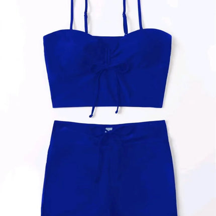 Drawstring Front Shorts Bikinis 2025 High Waist Swimsuit Women Swimwear Female Bathers Bathing Swimming Swim Suit Beachwear