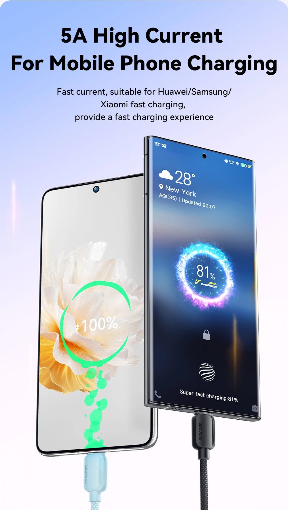 Essager 100W USB Type C To USB C Cable 5A PD Fast Charging Cable Type C Wire For Xiaomi Samsung Huawei Oppo Oneplus Macbook iPad