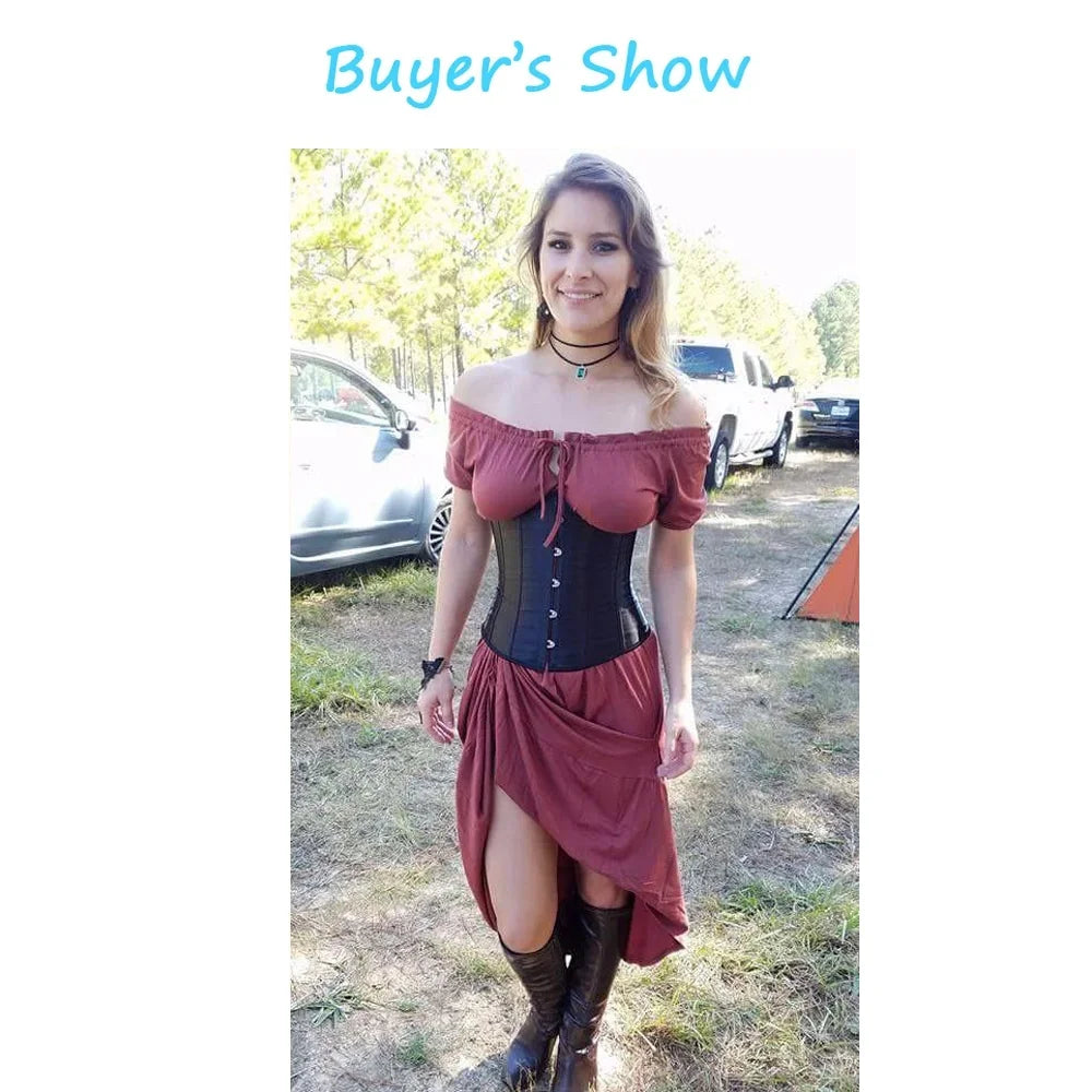 Underbust Corset Sexy Waist Slimming Corset Bustiers Body Shaper for Women Steampunk Lace-up Corset Belt Waist Trainer