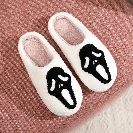 Warm Plush Slippers Women's Winter Halloween Black Spider Web Home Cotten Slippers Flip Men Indoor Floor Slippers Party Gifts