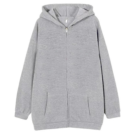 Men's Fleece Jackets Fashion Zipper Sweatshirts Spring Autumn Loose Casual Hoodies Women's Y2k Long Sleeve Solid Hooded Jacket