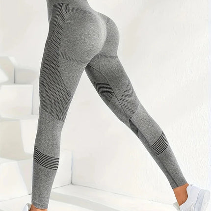 Women's 2-Piece Hip Lift Yoga Leggings Exercise High-Waisted Tummy Tuck Breathable Hp Lift Pants