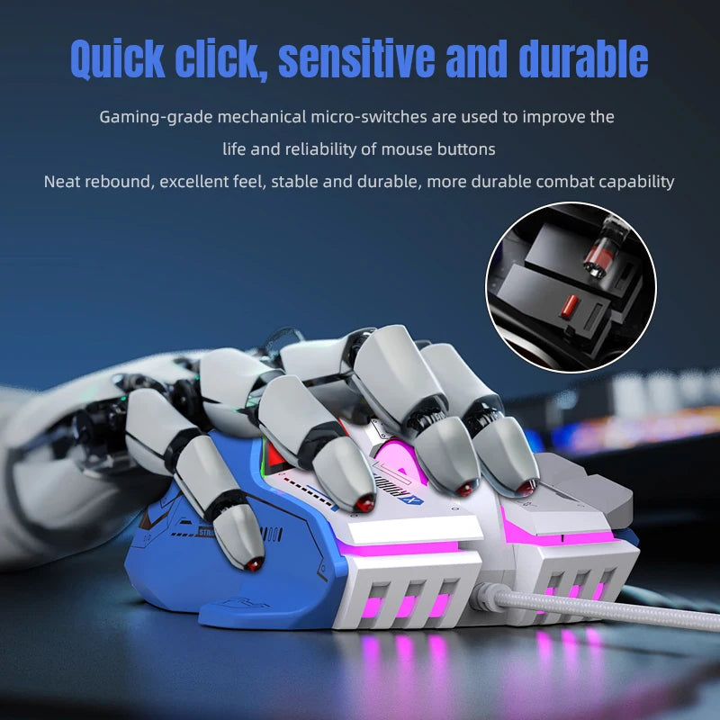 G6 Gaming Mouse Wired 128000DPI ChipA826 RGB Macro-programmable Ergonomic design superior for Gaming and Work