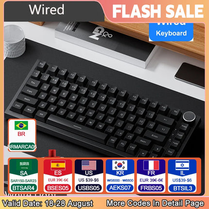 AJAZZ AK820 Wired with rotary volume buttons Hot-swappable keys for office and home mechanical keyboards