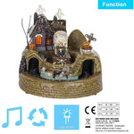 Halloween Holiday Village Train Decor with LED Lights Music Spooky Ghost & Skeleton Figurines, Festive Haunted House Decoration