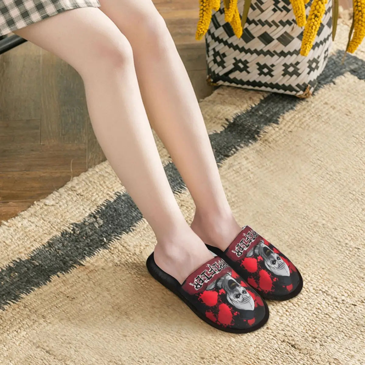 Custom Halloween Movie Terrifier Soft Memory Foam House Slippers Women Horror Clown Comfy Warm Anti-skid Sole Slipper