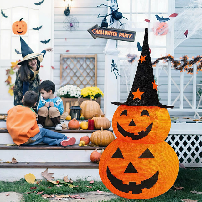 Collapsible Folding Halloween Pumpkin Lantern LED Light Easy Installation Pull Up With Decorations Quickly Installed