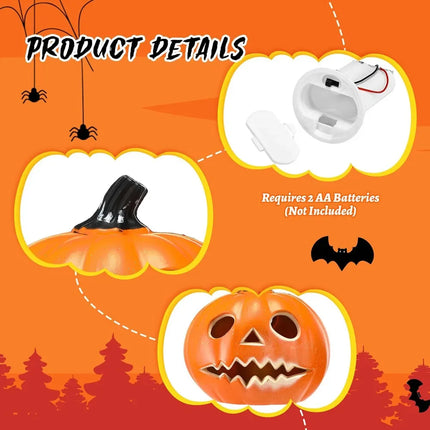 1PCS Scary Halloween Pumpkin Lantern Set Pumpkin Lamp LED Light Orange Halloween Decoration for Porch Front Door Party Supplies