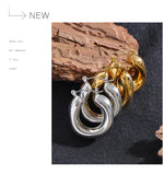 Yhpup High Quality Stainless Steel Round Geometric Chunky Hoops Earrings for Women Charm Metal Simple Fashion Jewelry Waterproof