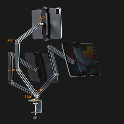 Desk Bed Tablet Stand Adjustable for 4-12.9 Inches Mobile Phones Tablets Aluminum Arm Mount Support for iPad Pro Mini Xiaomi Tab