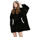 Winter Hoodies Sweatshirt Women Men Pullover Fleece Giant TV Oversized Blanket with Long Flannel Sleeves