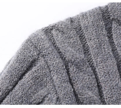 2023 Winter Men's Quarter Zip Sweater Slim Fit Casual Knitted Turtleneck Pullover Mock Neck Polo Sweater