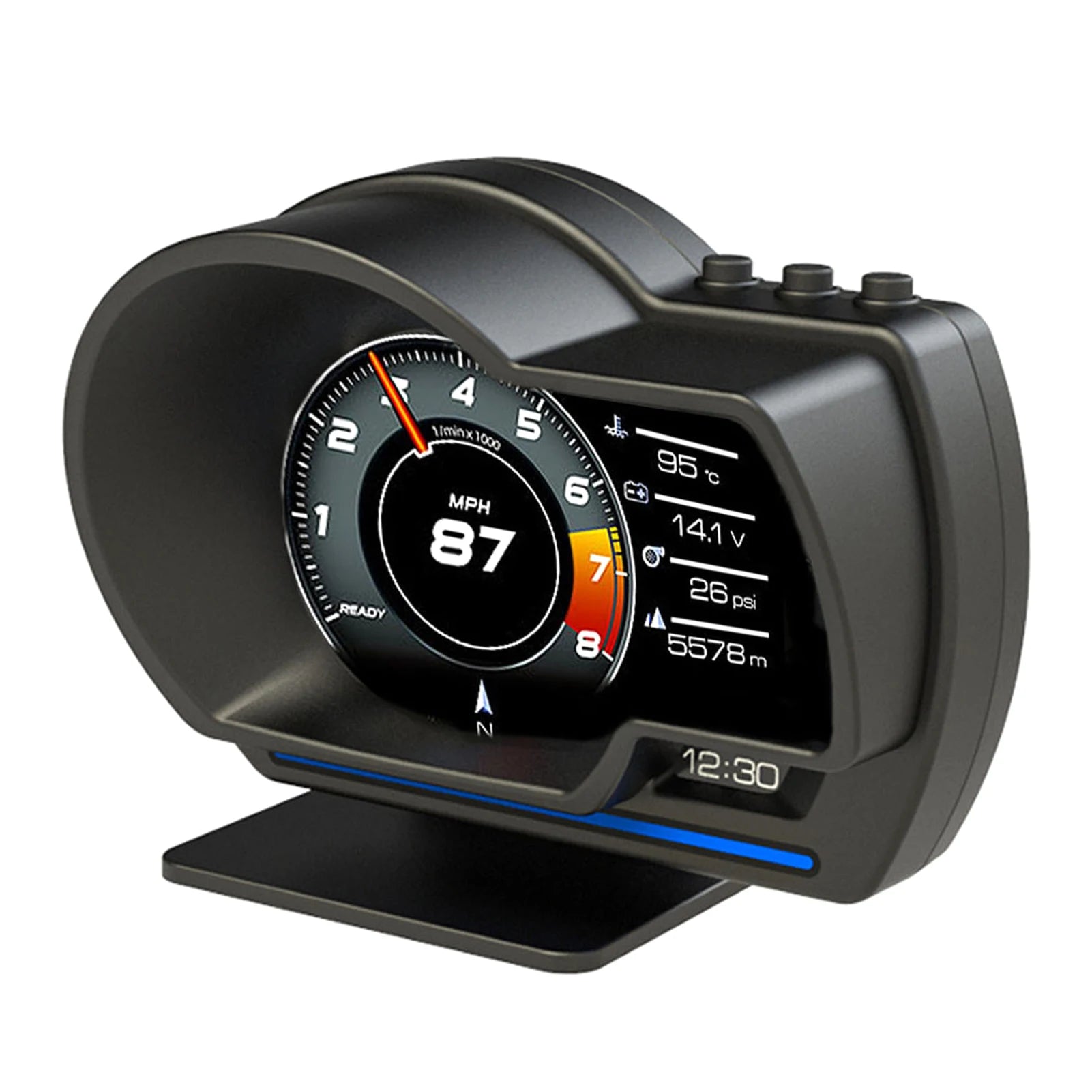 Car Head up Display, OBDⅡ+GPS Smart Gauge High Definition Speedometer Car Diagnostic Tool OBD Fault Code Elimination