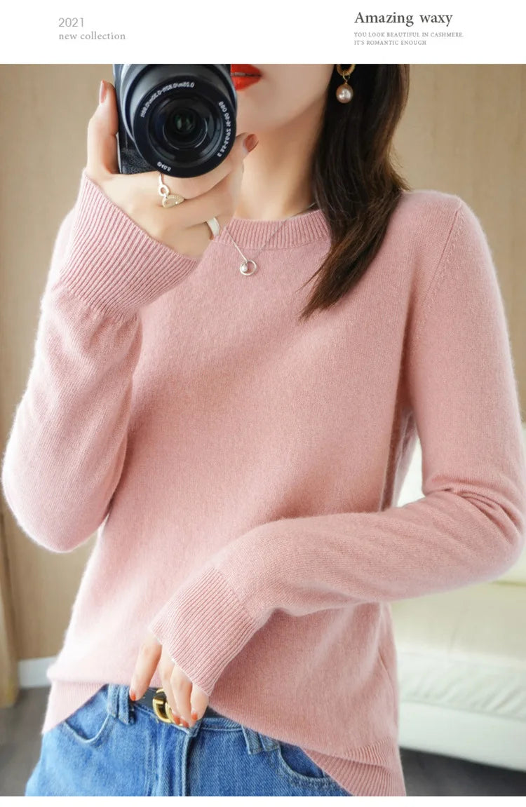 Women Sweater O-neck Autumn Winter BasicPullover Warm Casual Pulls Jumpers Korean FashionSpring Knitwear Bottoming Shirt 2023
