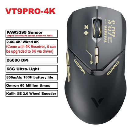 Rapoo VT9PRO PAW3398 Wireless Gaming Mouse 26000DPI 68g Lightweight Wired Wireless Mouse 160H Super Long Battery Life