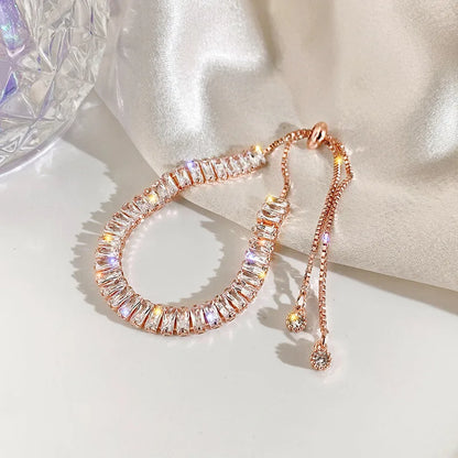 Full of Rhinestone Stainless Steel Bracelet For Women 2022 New  Designer Shiny Luxury Zircon Adjustable Bracelets Jewelry Gift