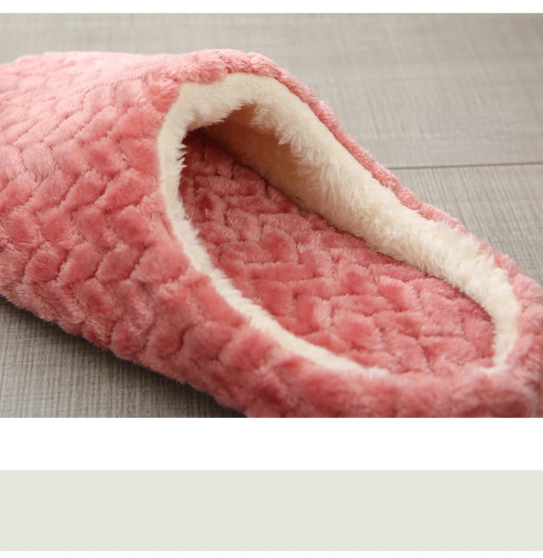 Women Winter Home Fur Slippers Cartoon Cat Non-Slip Soft Warm House Indoor Bedroom Men Couples Boys Girl Memory Foam Floor Shoes