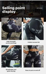 Women Seamless Tie Dye Yoga Leggings High Waist Fitness Sexy Fashion Leggings Exercise Running Lifting Buttocks Cycling Leggings