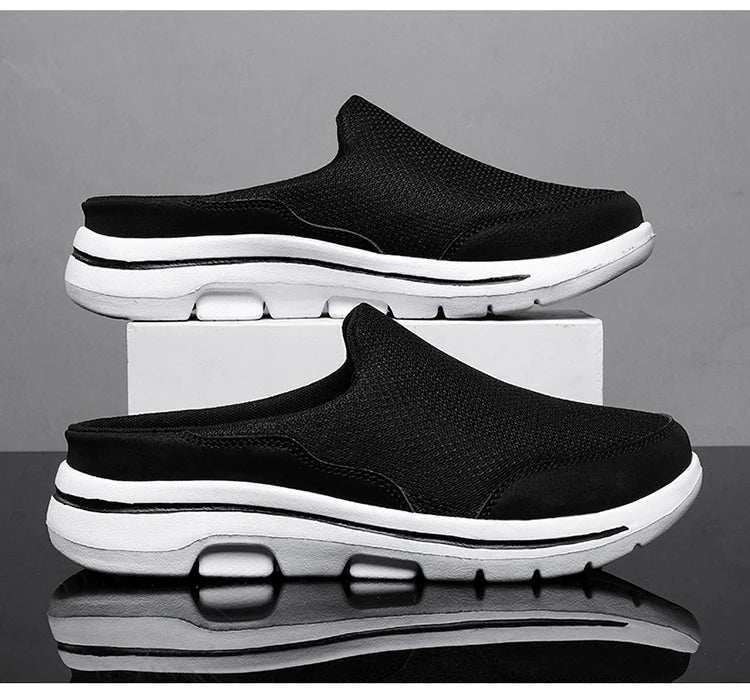 2024 Summer new breathable mesh shoes outdoor non-slip walking shoes comfortable sandals men half slippers casual loafers 35-48