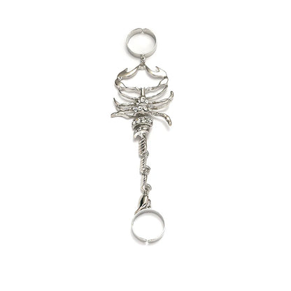 Fashionable and exaggerated, cool and indifferent Scorpion studded with diamonds, punk hip-hop, ins style alloy ring and ring