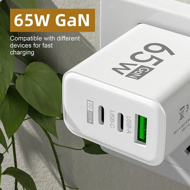 GaN Charger USB C PD Type C Quick Charge Mobile Phone Fast Charging Wall Adapter for iPhone 15 Xiaomi 14 Huawei 60 Portable