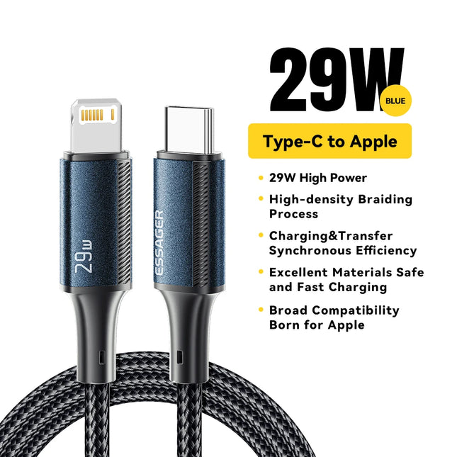 Essager USB C Cable For IPhone 14 13 12 11 pro Max Xs Plus 29W Fast Charging Cable Type C To Lighting Date Wire For ipad Macbook