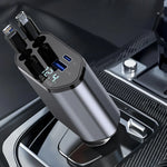 Retractable Car Charger, 4 in 1 Fast Car Phone Charger with Cord 2.6ft, Retractable Cable and 2 USB Ports Car Charger Adapt