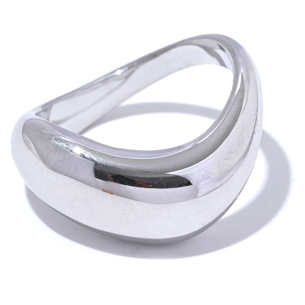 Yhpup Minimalist Smooth Stainless Steel Metal Geometric Finger Ring Waterproof 18K PVD Plated Distinctive Jewelry Bijoux New