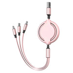 3 In 1 Retractable USB Cable  Fast Charging Data Cord For Iphone Samsung Huawei Xiaomi Multi Port Multiple Charging Wire