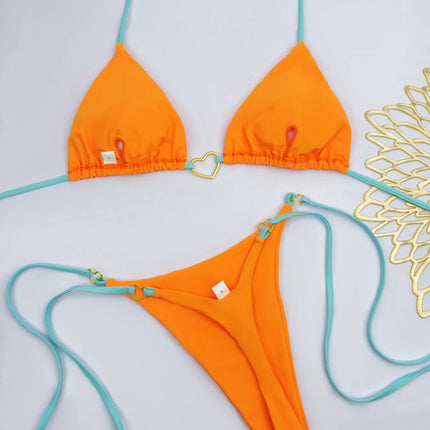 New Solid Color White Bikini Women suit Low Waist Lace-up Fashionable Swimsuit Two-piece Set