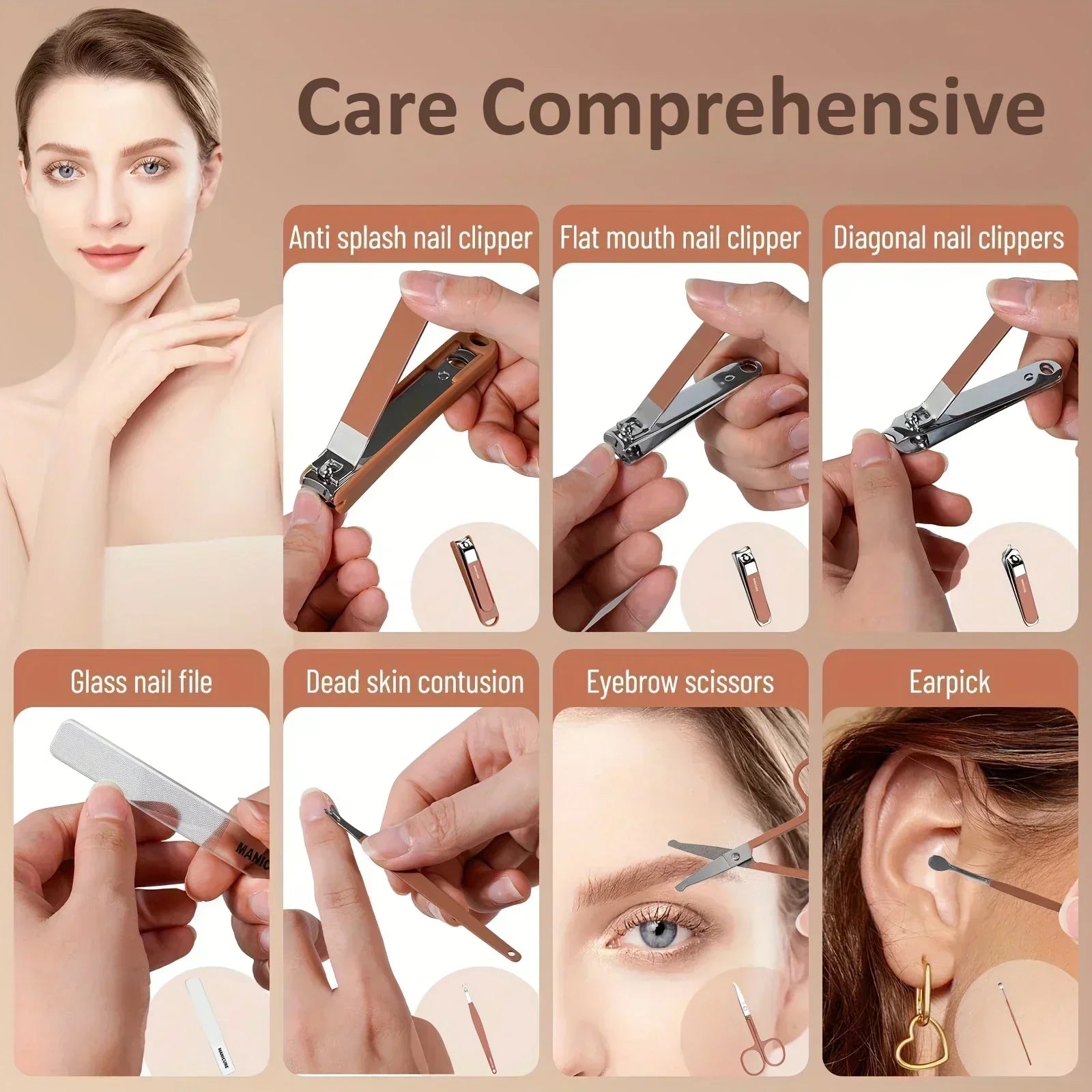 ‌Manicure Kit Stainless Steel Sharp Durable All in One Nail Tools Portable Nail Clipper Set‌