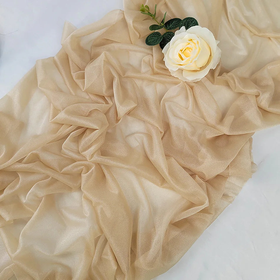 Chiffon Table Runner Sheer Fabric Silk for Boho Sheer Fabric Wedding Arch Overlay Draping Decoration Birthday Party Table Decor