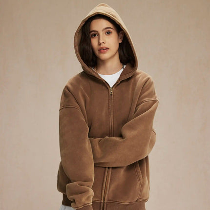 Batik fleece zippered hoodie