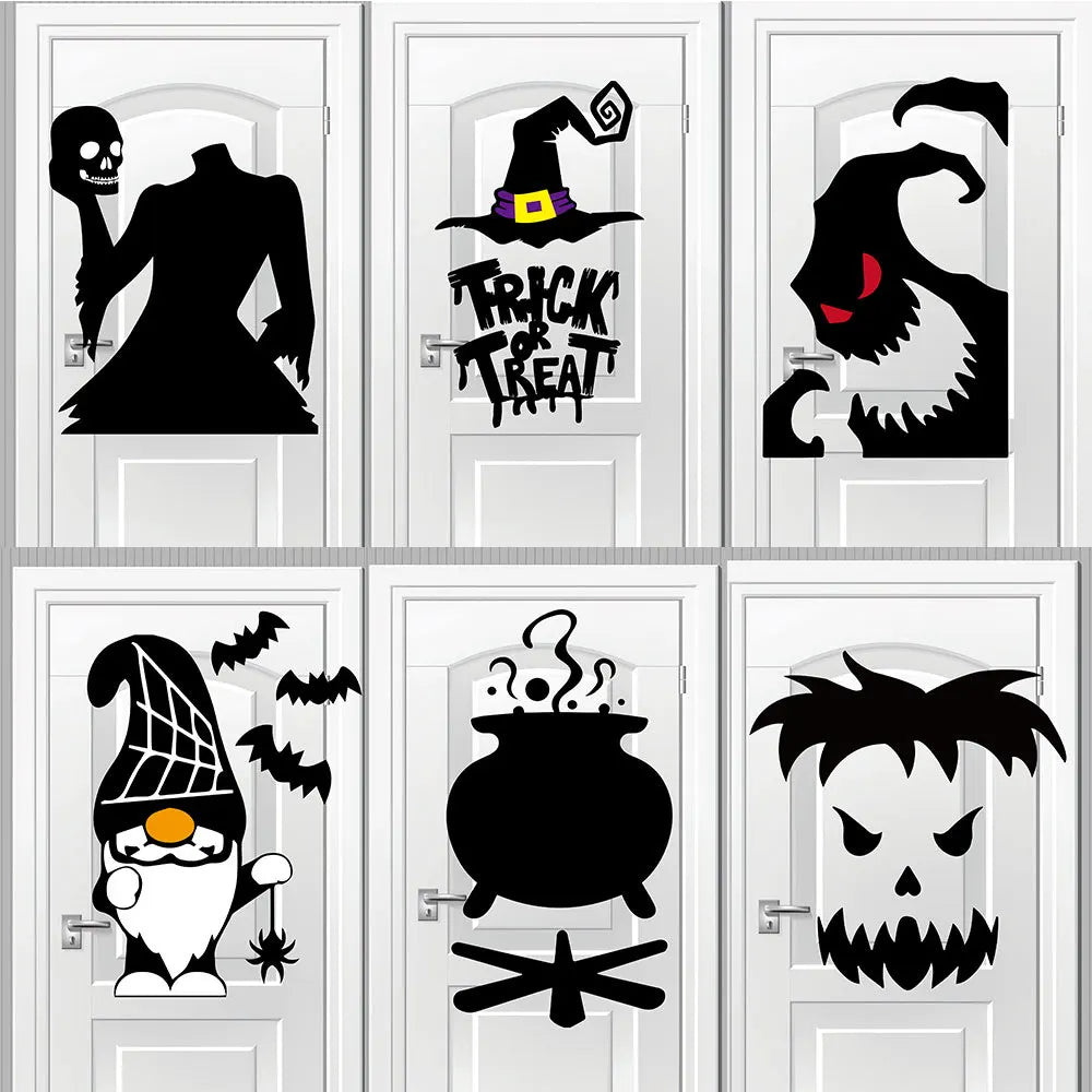 Halloween Decoration,DIY Felt Cloth Stickers for Home,Devil,Witch Hat,Glass Window Stickers, Halloween Party Door Stickers