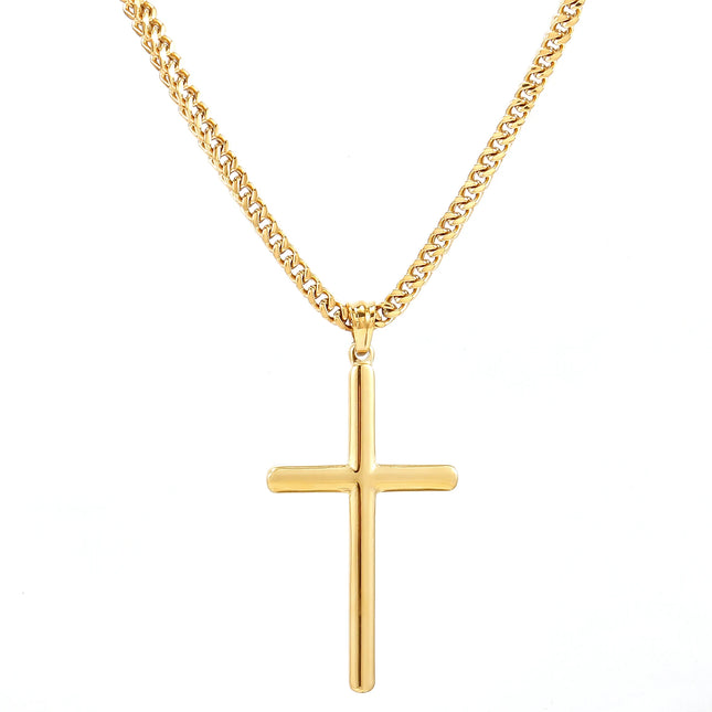 Punk Cross Pendant Link Chain for Men Women 316L Stainless Steel Hip Hop Necklace Gold Silver Fashion Jewelry Gift Waterproof