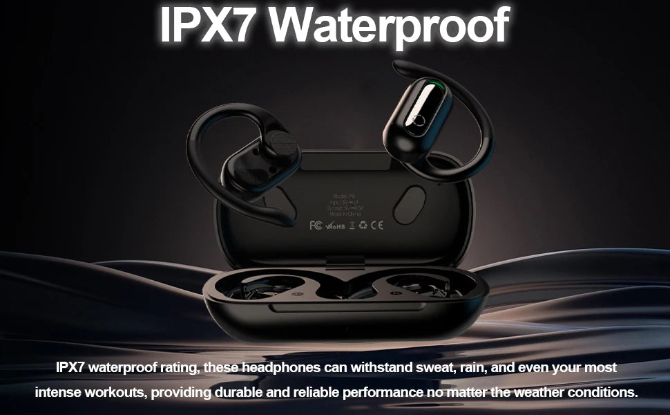 XINSRE Open Ear Headphones Bluetooth 5.3 Wireless Earbuds, True Wireless Over-Ear Headset with Adjustable Earhooks,55H Playtime