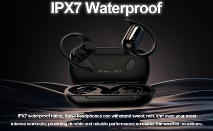 XINSRE Open Ear Headphones Bluetooth 5.3 Wireless Earbuds, True Wireless Over-Ear Headset with Adjustable Earhooks,55H Playtime